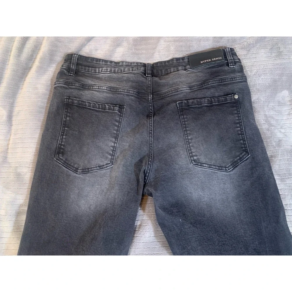 Hyper Denim Men's 38x33 Black  Biker Stretch‎ Denim Jeans Slimming